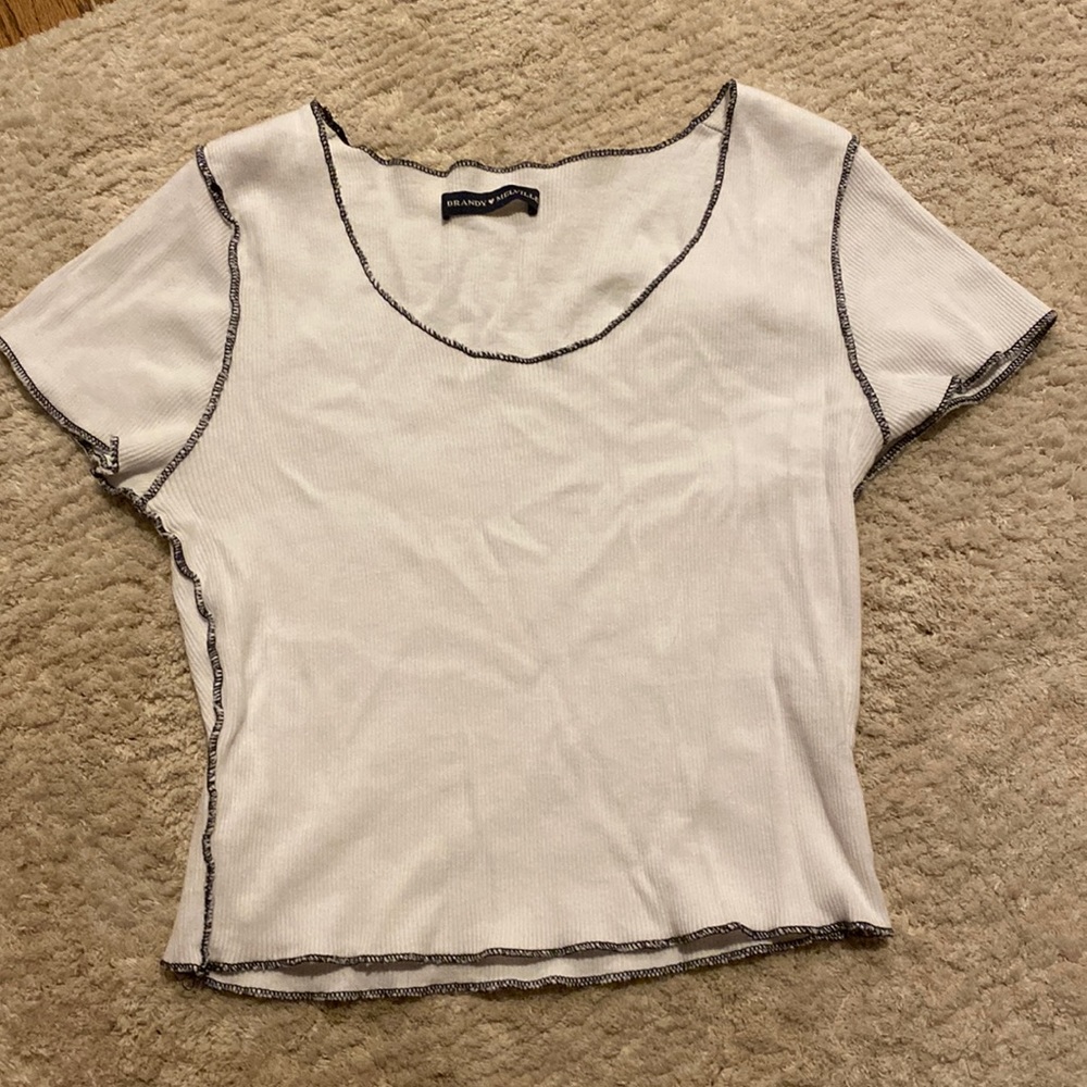 Brandy Melville cropped white top with black outlines